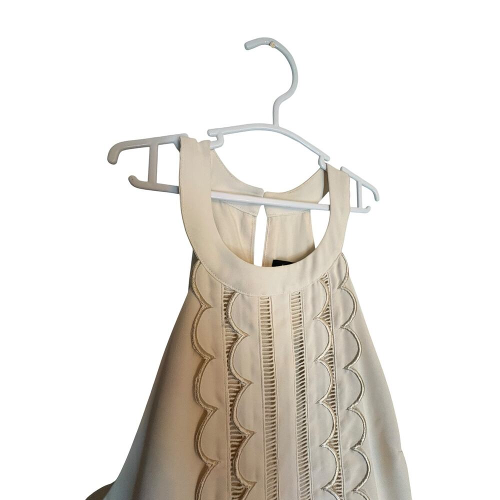 Express Cream Scallood Front Halter Style Tiered Short Sleeveless Dress NWT sz S - Picture 5 of 10